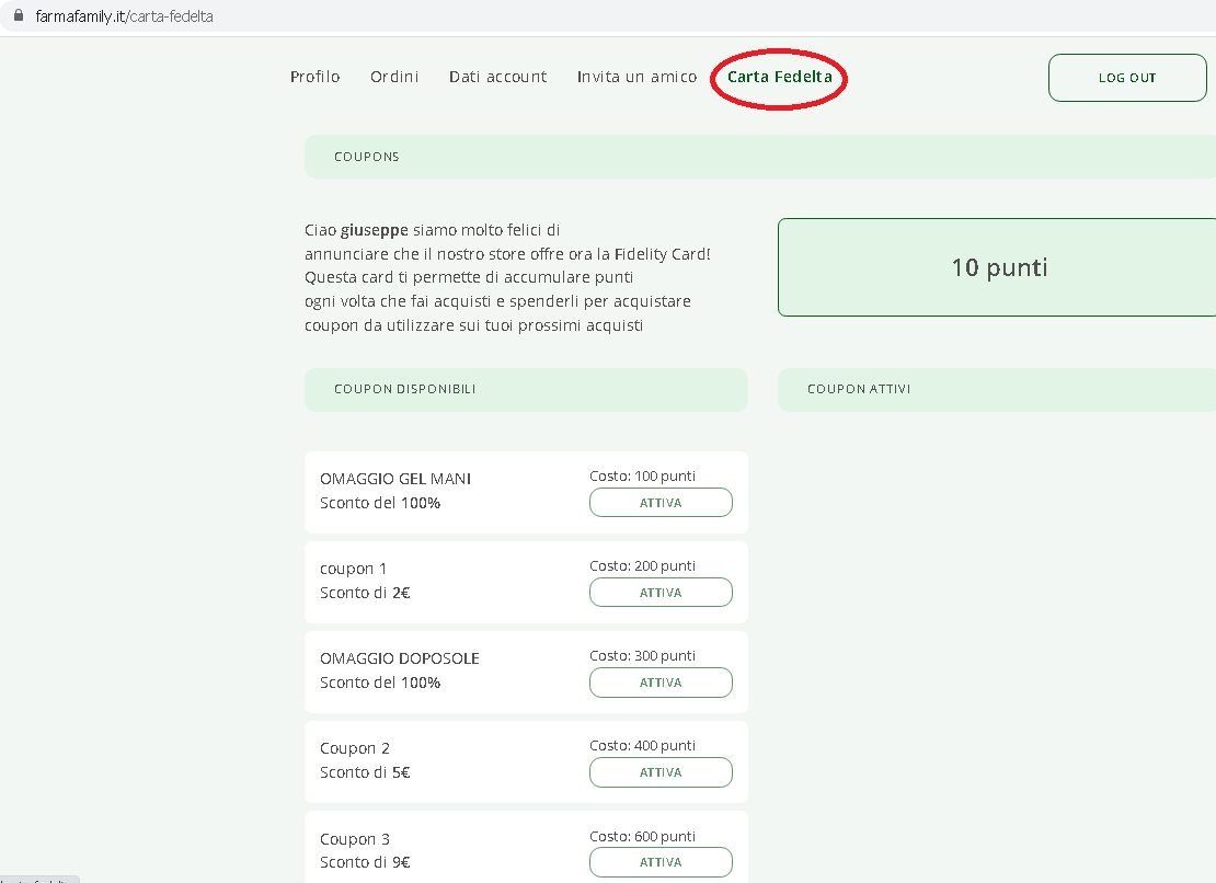 Immagine NOVITA': Tessera Fedeltà Farmafamily