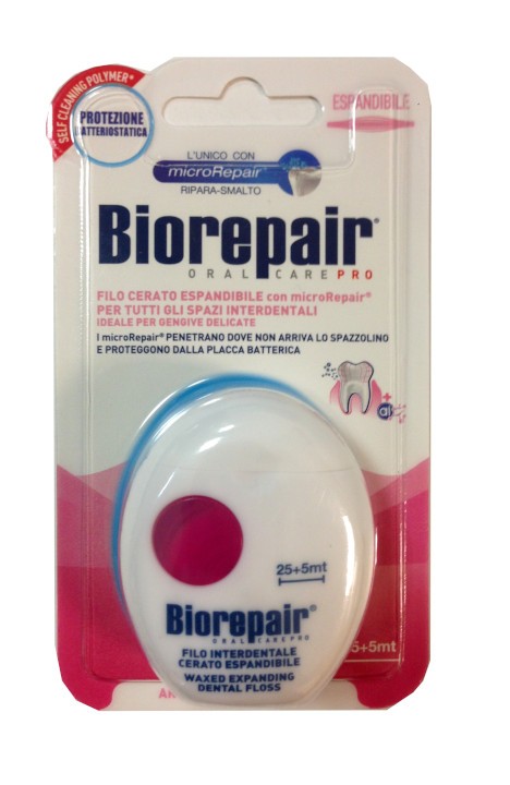 BIOREPAIR ORAL CARE ANTIBATTERICO FILO CERATO ESPANDIBILE GENGIVE DELICATE 25+5 METRI - Farmafamily.it