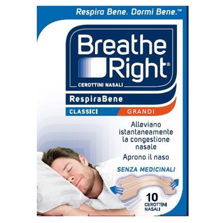 CEROTTI NASALI BREATHE RIGHT CLASSICI GRANDI 10 PEZZI - Farmafamily.it