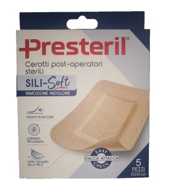 CEROTTO PRESTERIL SILI-SOFT SKIN POST OPERATORIO 10X10 CM 5 PEZZI - Farmafamily.it