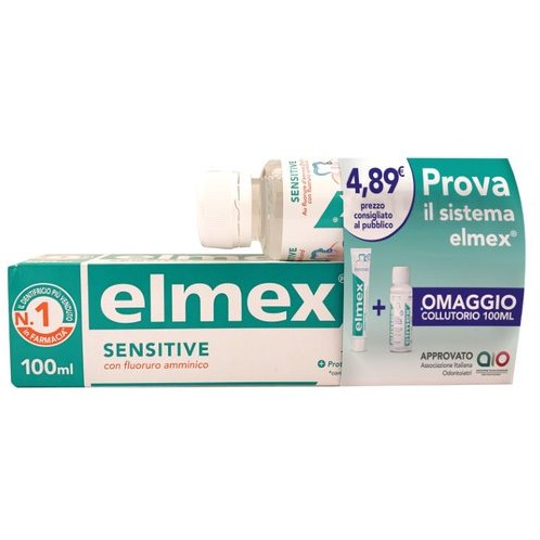 ELMEX SENSITIVE SPECIAL PACK 1 DENTIFRICIO ELMEX SENSITIVE 100 ML + 1 COLLUTORIO ELMEX SENSITIVE 100 ML IN OMAGGIO - Farmafamily.it