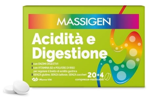 MASSIGEN ACIDITA' E DIGESTIONE 24 COMPRESSE MASTICABILI - Farmafamily.it