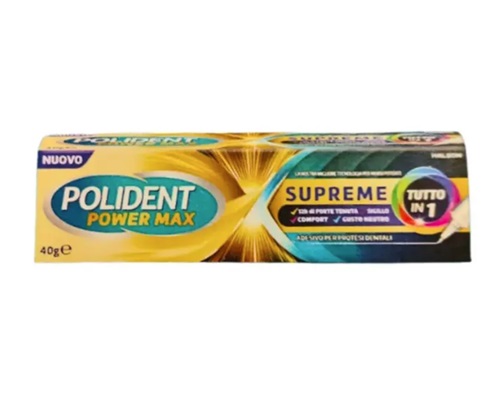 POLIDENT POWER MAX SUPREME TUTTO IN 1 CREMA ADESIVA PROTESI 40 G - Farmafamily.it