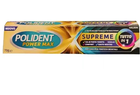 POLIDENT POWER MAX SUPREME TUTTO IN 1 CREMA ADESIVA PROTESI 70 G - Farmafamily.it