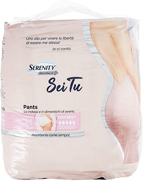 SERENITY PANTS PANNOLONE A MUTANDINA ADVANCE SEITU DISCREET TAGLIA MEDIUM 12 PEZZI - Farmafamily.it