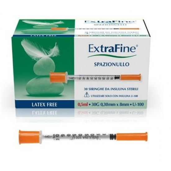 SIRINGA INSULINA EXTRAFINE 0,5 ML 100 UI AGO GAUGE 30 8 MM 30 PEZZI - Farmafamily.it