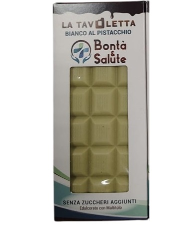 TAVOLETTA CIOCCOLATO BIANCO PISTACCHIO MALTITOLO 90 G - Farmafamily.it