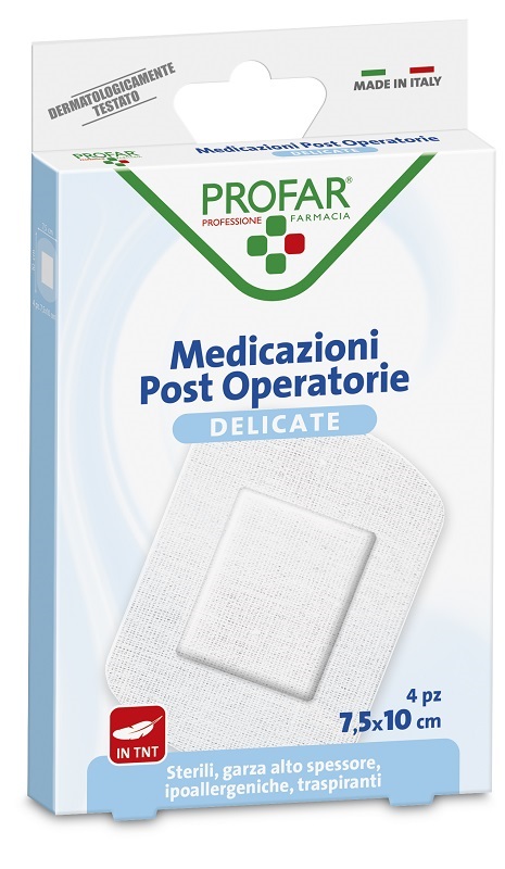 MEDICAZIONE POST OPERATORIA STERILE GARZA ANTIADERENTE 7,5X10 CM 4 PEZZI PROFAR - Farmafamily.it