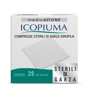 ICOPIUMA GARZA COMPRESSA IDROFILA 10X10CM 25 PEZZI - Farmafamily.it