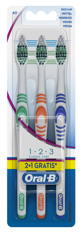 ORALB 123 CLASSIC CARE SPAZZOLINO MANUALE 3 PEZZI - Farmafamily.it