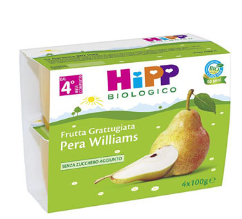 HIPP BIO HIPP BIO FRUTTA GRATTUGGIATA PERA WILLIAMS 4X100 G - Farmafamily.it