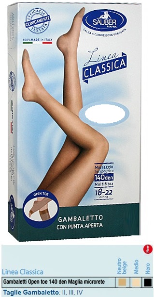 SAUBER GAMBALETTO OPEN TOE MAGLIA MICRORETE 140 DEN COLORE MEDIO TAGLIA 3 LINEA CLASSICA - Farmafamily.it