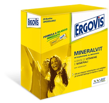 ERGOVIS MINERALVIT 20 BUSTE OROSOLUBILI 30 G - Farmafamily.it