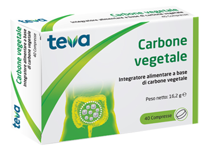 CARBONE VEGETALE TEVA 40 COMPRESSE 16,2 G - Farmafamily.it