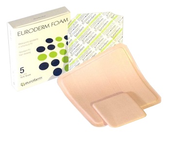 MEDICAZIONE IN POLIURETANO EURODERM FOAM MISURA 10X10CM 5 PEZZI - Farmafamily.it