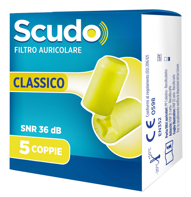 SCUDO FILTRO AURICOLARE CLASSICO SNR 36 DB 7-12MM 5 PAIA - Farmafamily.it