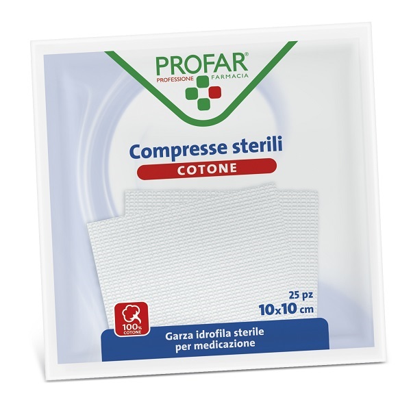 GARZA IN COTONE PROFAR COMPRESSA 10 X 10 CM 25 PEZZI - Farmafamily.it