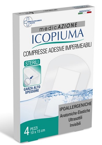 ICOPIUMA GARZA COMPRESSA MEDICATA POSTOPERATORIA 10X15 CM 4 PEZZI - Farmafamily.it