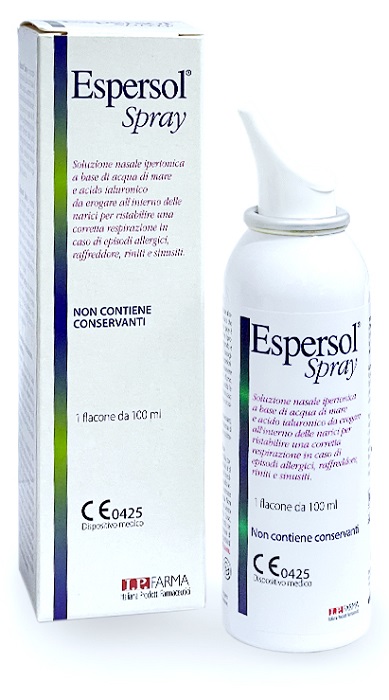 SOLUZIONE NASALE ESPERSOL SPRAY IPERTONICA A BASE DI ACQUA DI MARE E ACIDO IALURONICO 0,02% 100ML - Farmafamily.it