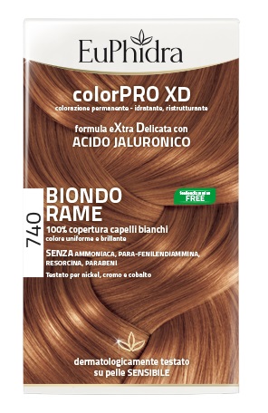 EUPHIDRA COLORPRO XD 740 BIONDO RAME GEL COLORANTE CAPELLI IN FLACONE + ATTIVANTE + BALSAMO + GUANTI - Farmafamily.it