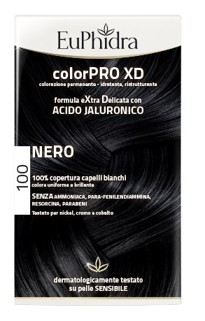 EUPHIDRA COLORPRO XD 100 NERO GEL COLORANTE CAPELLI IN FLACONE + ATTIVANTE + BALSAMO + GUANTI - Farmafamily.it