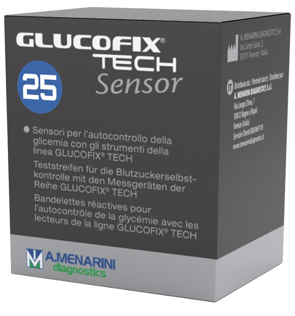 STRISCE MISURAZIONE GLICEMIA GLUCOFIX TECH SENSOR 25 PEZZI - Farmafamily.it