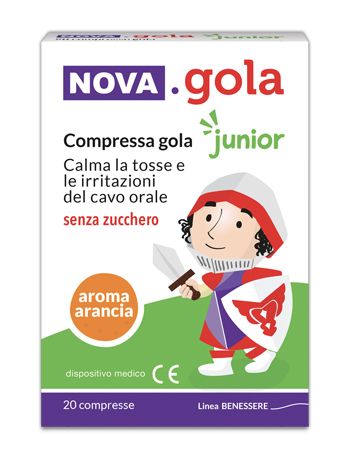 NOVA GOLA JUNIOR ARANCIA 20 COMPRESSE SENZA ZUCCHERO - Farmafamily.it
