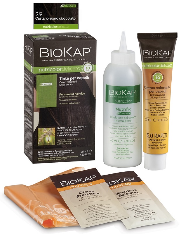 BIOS LINE  BIOKAP NUTRICOLOR DELICATO RAPID TINTA 2,9 CASTANO SCURO CIOCCOLATO 135 ML - Farmafamily.it