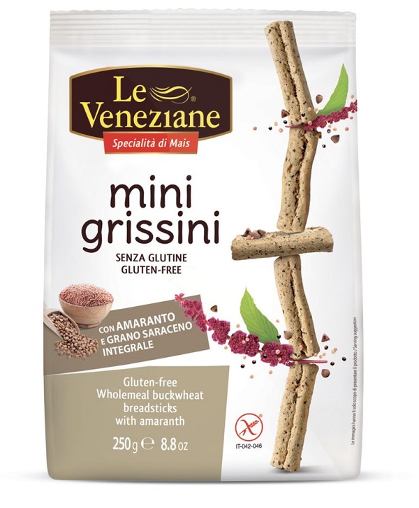 LE VENEZIANE MINIGRISSINI GRANO SARACENO INTEGRALE CON AMARANTO 250 G - Farmafamily.it