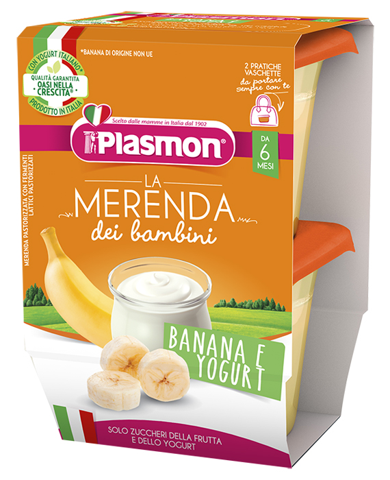 PLASMON LA MERENDA DEI BAMBINI SAPORI DI NATURA BANANA YOGURT ASETTICO 2 X 120 G - Farmafamily.it