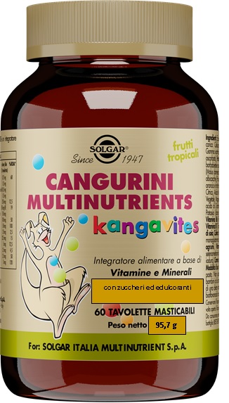 CANGURINI MULTINUTRIENTS FRUTTI TROPICALI 60 TAVOLETTE - Farmafamily.it