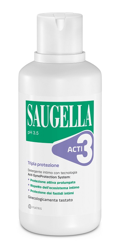 SAUGELLA ACTI3 TRIPLA PROTEZIONE DETERGENTE INTIMO 500 ML - Farmafamily.it