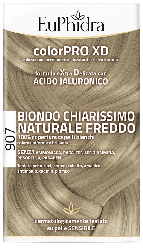 EUPHIDRA COLORPRO XD 907 BIONDO CHIARO MOGANO NATURALE F COLORE + ATTIVANTE + BALSAMO + CUFFIA + GUANTI - Farmafamily.it