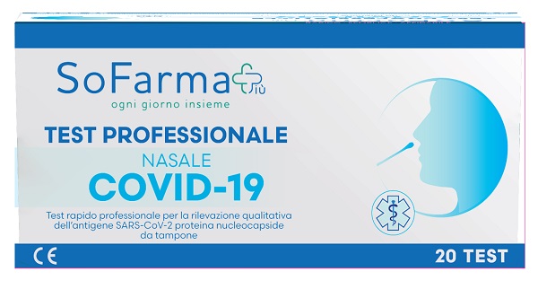 TEST ANTIGENICO RAPIDO COVID-19 SOFARMAPIU' NASALE RILEVAZIONE QUALITATIVA ANTIGENI SARS-COV-2 IN TAMPONI NASALI 20 PEZZI USO PROFESSIONALE - Farmafamily.it
