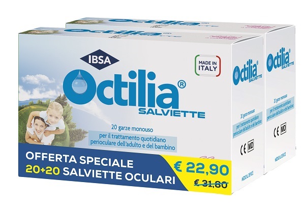 SALVIETTE PERIOCULARI OCTILIA BIPACK 20+20 GARZE MONOUSO - Farmafamily.it