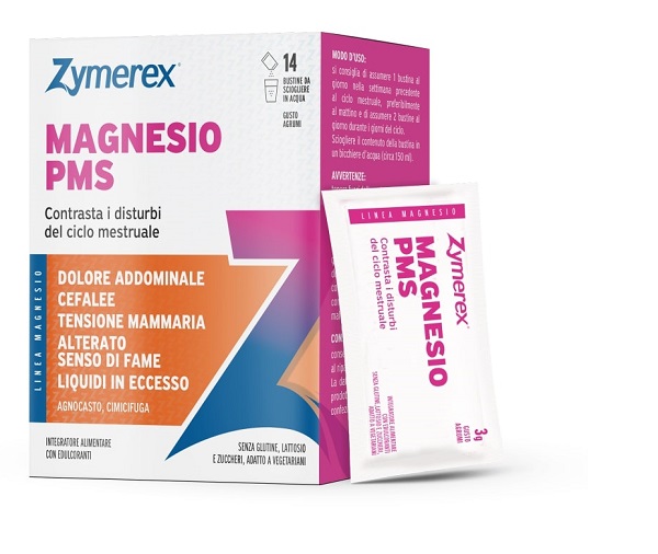 ZYMEREX MAGNESIO PMS 14 BUSTINE DA 3 G GUSTO AGRUMI CON EDULCORANTI SENZA ZUCCHERI SENZA GLUTINE SENZA LATTOSIO - Farmafamily.it
