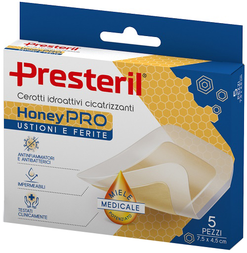 CEROTTO IDROATTIVO CICATRIZZANTE PRESTERIL HONEYPRO 5X7 CM 5 PEZZI - Farmafamily.it
