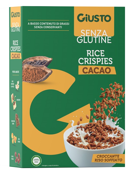 GIUSTO SENZA GLUTINE RICE CRISPIES CACAO 200 G - Farmafamily.it