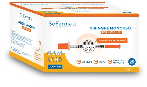 SIRINGA PER INSULINA 0,5 ML 30 PEZZI SOFARMAPIU' - Farmafamily.it