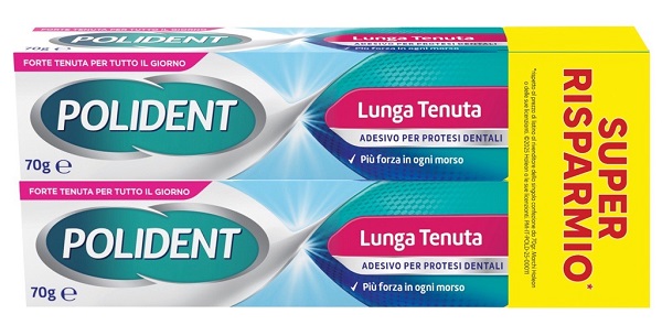 ADESIVO PROTESI DENTALI POLIDENT LUNGA TENUTA 2 TUBETTI X 70 G - Farmafamily.it