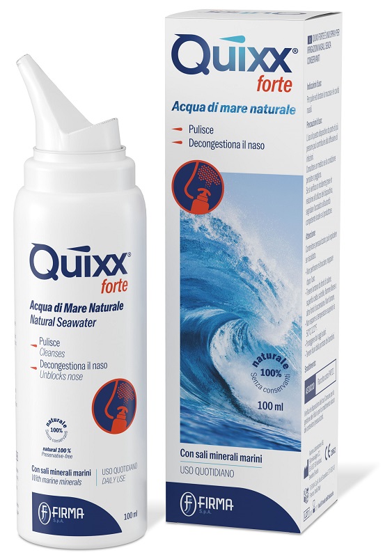 SOLUZIONE SPRAY PER IRRIGAZIONI NASALI QUIXX FORTE ACQUA MARINA IPERTONICA 100 ML - Farmafamily.it