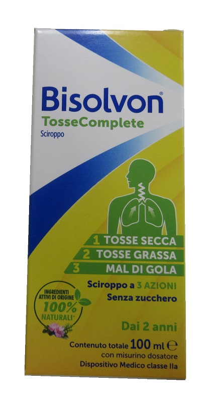 BISOLVON TOSSE COMPLETE SCIROPPO 100 ML SENZA ZUCCHERO SENZA GLUTINE SENZA LATTOSIO - Farmafamily.it