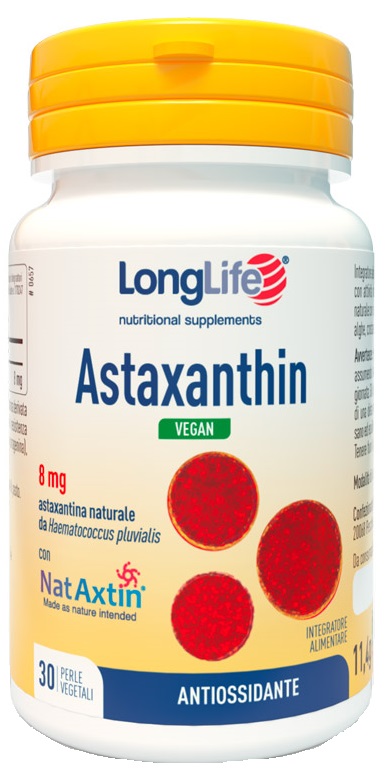 LONGLIFE ASTAXANTHIN VEGAN 8 MG 30 PERLE VEGETALI SENZA GLUTINE - Farmafamily.it