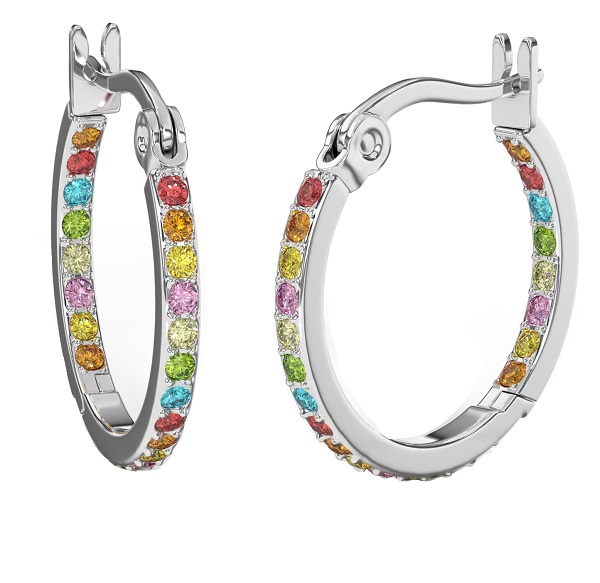 BJT407 ORECCHINI HOOP/CRISTALLI MULTICOLOR 20MM STAINLESS STEEL - Farmafamily.it