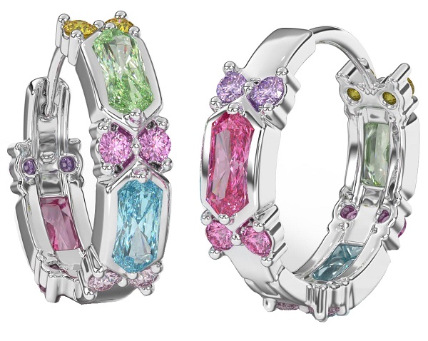 BJT414 ORECCHINI RING/CRISTALLI MULTICOLOR 19MM STAINLESS STEEL - Farmafamily.it