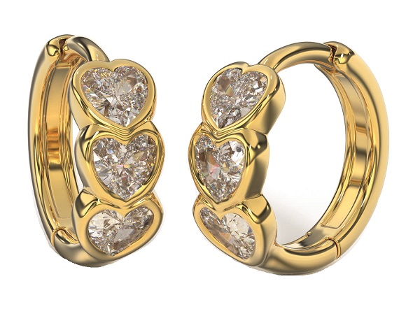 BJT422 ORECCHINI 3HEARTS 12MM GOLD PLATED - Farmafamily.it