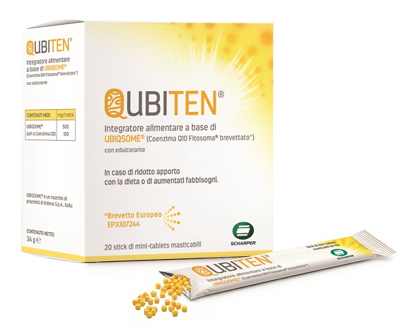 QUBITEN 20 STICK DI MINITABLET MASTICABILI A BASE DI UBIQSOME - Farmafamily.it