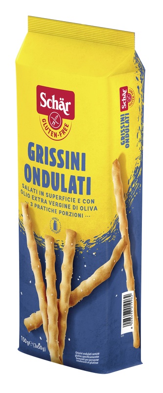 SCHAR GRISSINI ONDULATI SALATI IN SUPERFICIE 3 PORZIONI DA 50 G - Farmafamily.it