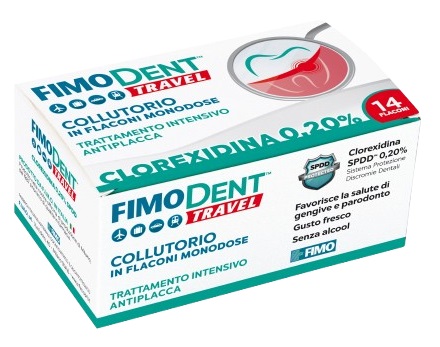 FIMODENT TRAVEL COLLUTORIO CLOREXIDINA SPDD 0,20% 14 FLACONCINI MONODOSE 10 ML - Farmafamily.it