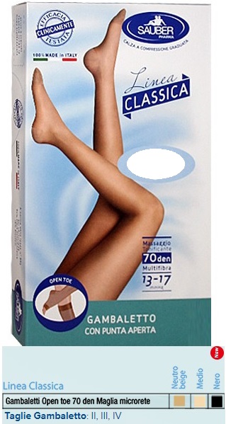 SAUBER GAMBALETTO OPEN TOE MAGLIA MICRORETE 70 DEN COLORE NERO TAGLIA 2 LINEA CLASSICA - Farmafamily.it